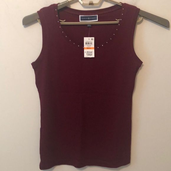Karen Scott Tops - Women junior Karen Scott tank top red tunic shirt